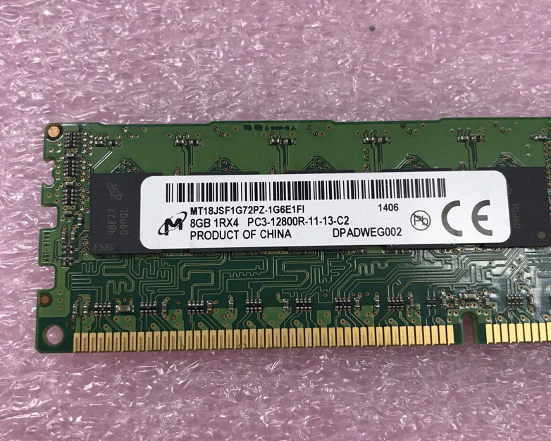 Micron 16GB Kit 2x8GB 1Rx4 PC3-1280R-11-13-C2 Ram MT18JSF1G72PZ-1G6E1FI Lot of 2