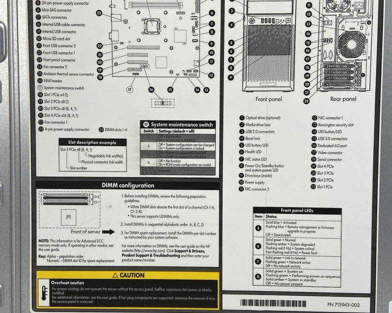 HP ProLiant ML310e Gen8 v2 ATX Computer Case Bare Bones Chassis No PSU