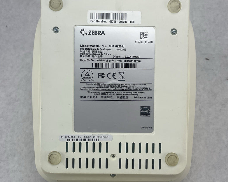 Zebra GK420d GK42-202210-000 Direct Thermal Label Printer Tested 521,100pgc