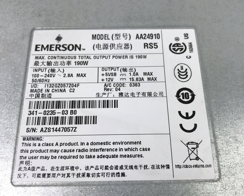Emerson AA24910 190W 240V 341-0235-03 60Hz (Lot of 2)