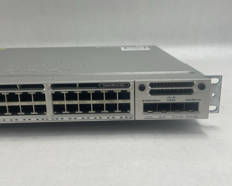 Cisco WS-C3850-24P-S V03 Switch 24-Port Gigabit PoE+ w/ 2x PSU Tested & Reset