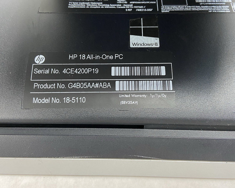 HP 18-5110 AIO AMD E1-2500 1.4GHz 4GB RAM No HDD No OS