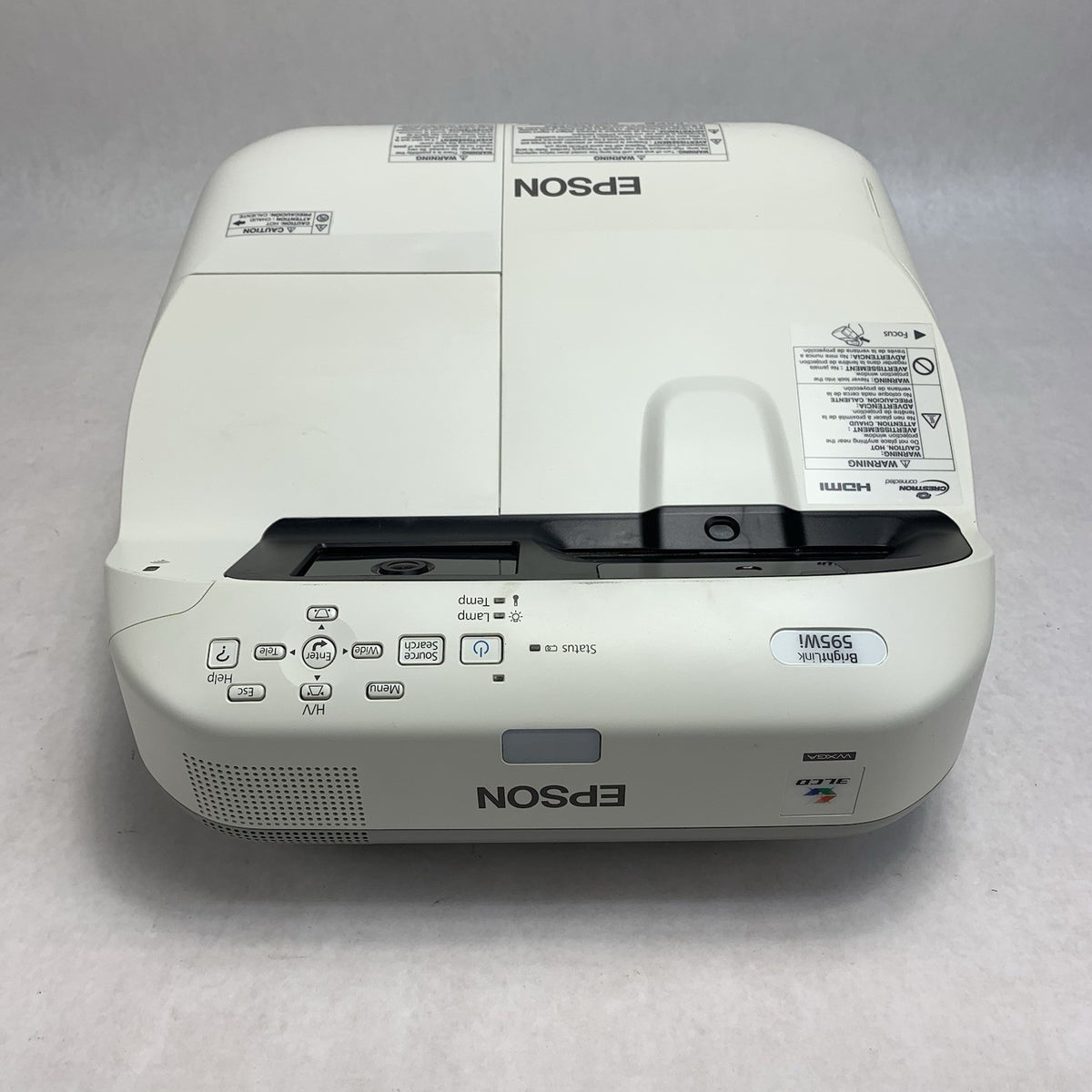 Epson H599A BrightLink 595Wi LCD Lamp Projector 3747 Lamp Hours - No Remote3