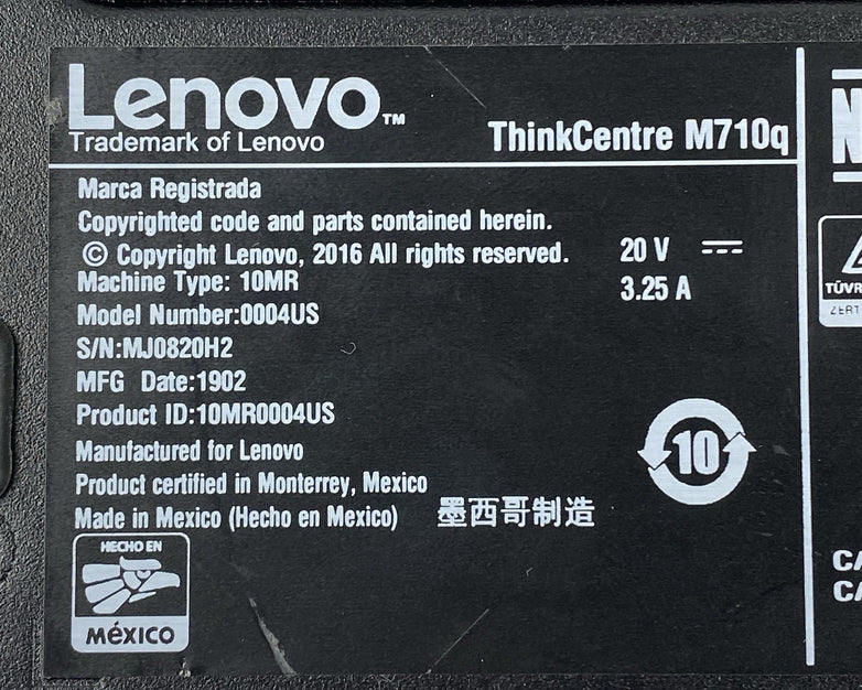 Lenovo ThinkCentre M710q Micro Intel Core i5-7500T 2.7GHz 8GB RAM No HDD/OS/AC