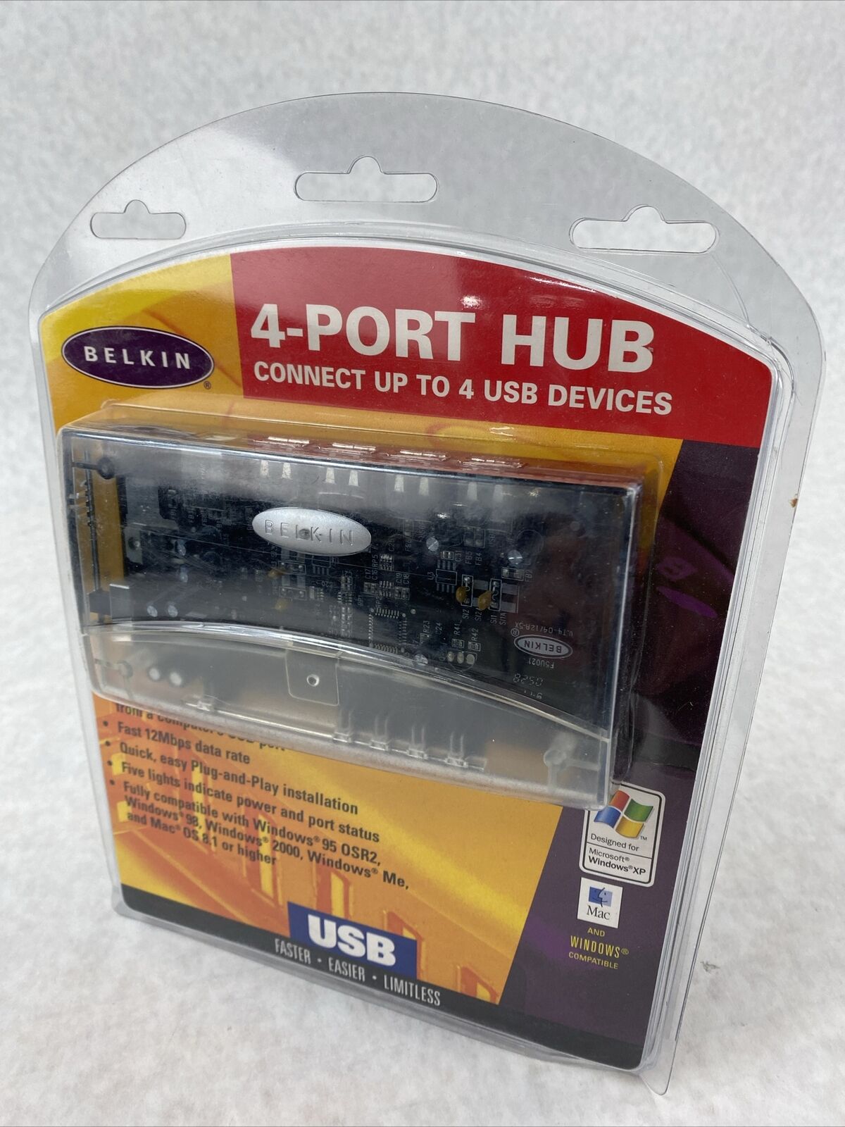 Belkin 4-Port Hub 4 USB Devices From Computer Fast 12MBPS SEALED
