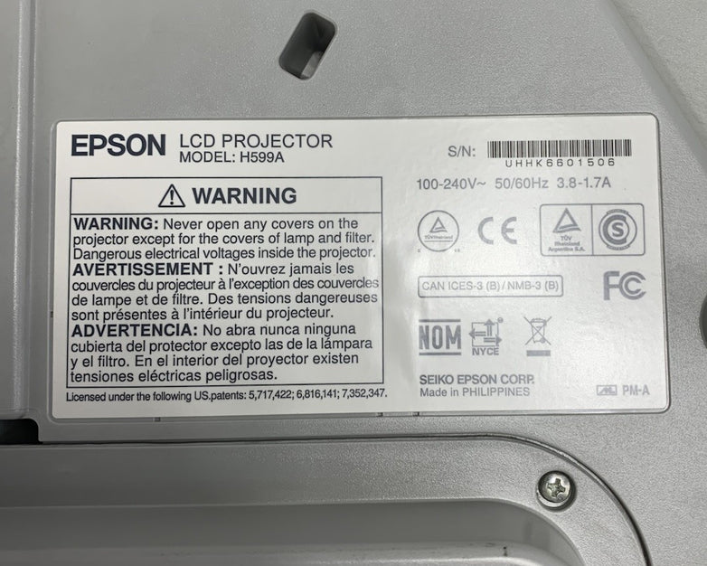Epson BrightLink 595Wi H599A LCD Projector 14 Lamp Hours - No Remote Loud Fan