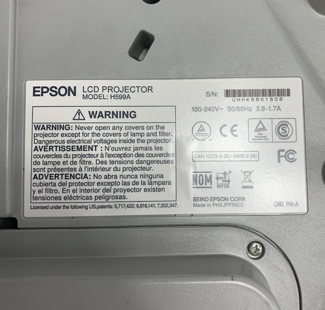 Epson BrightLink 595Wi H599A LCD Projector 14 Lamp Hours - No Remote Loud Fan7