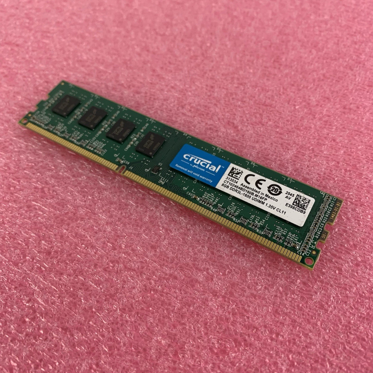 Micron CT102464BD160B.M16FP 8GB Memory DDR3L-1600 UDIMM 1.35V CL11 Lot of 20