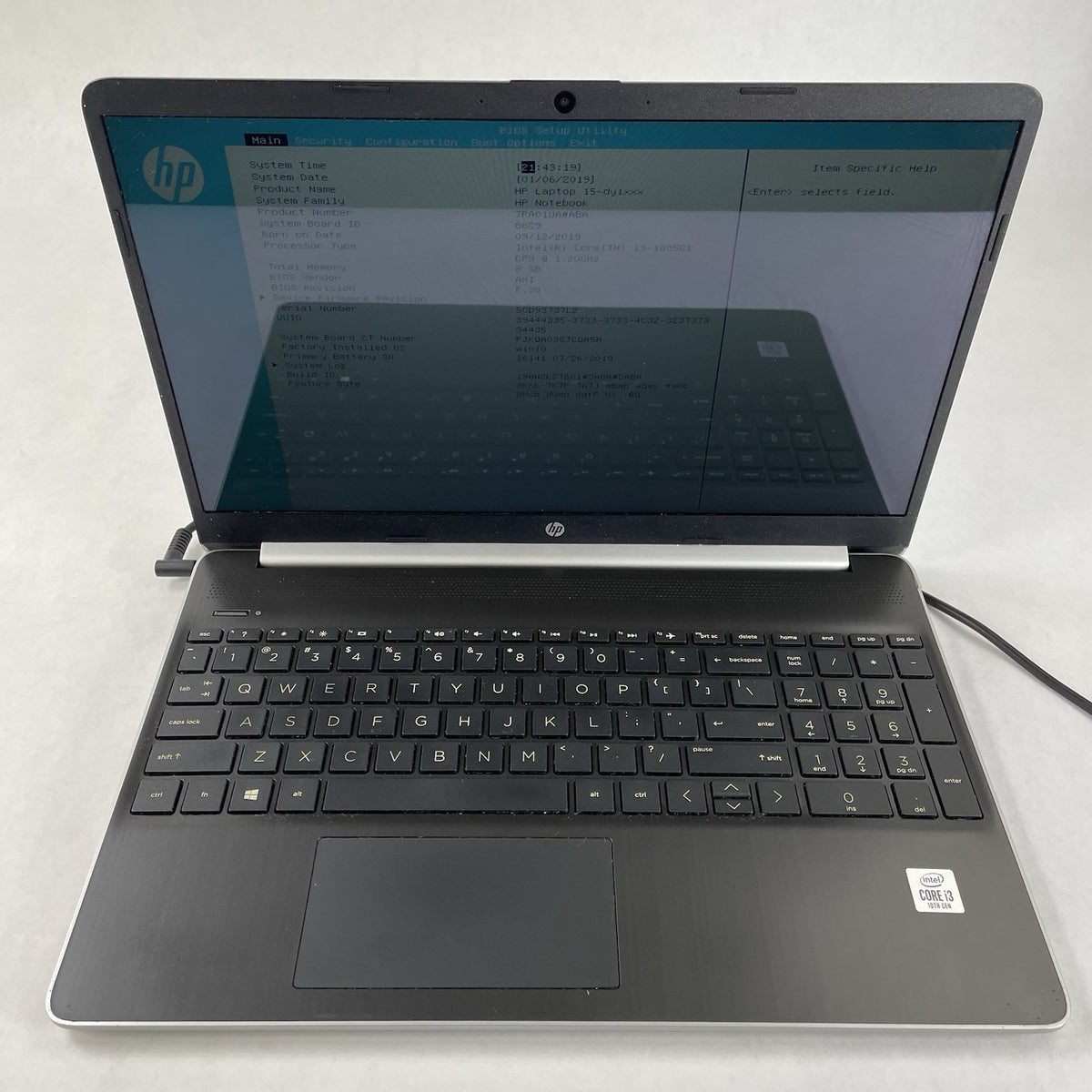 HP 15-dy1731ms 15.6" i3-1005G1 1.20 GHz 8 GB RAM No SSD/OS/AC2