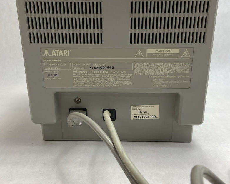 Atari SM124 Monitor July 1985 Power Tested
