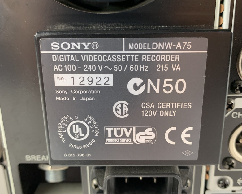 Sony DNW-A75 Digital Video Cassette Recorder Betacam Error 096 Parts and Repair