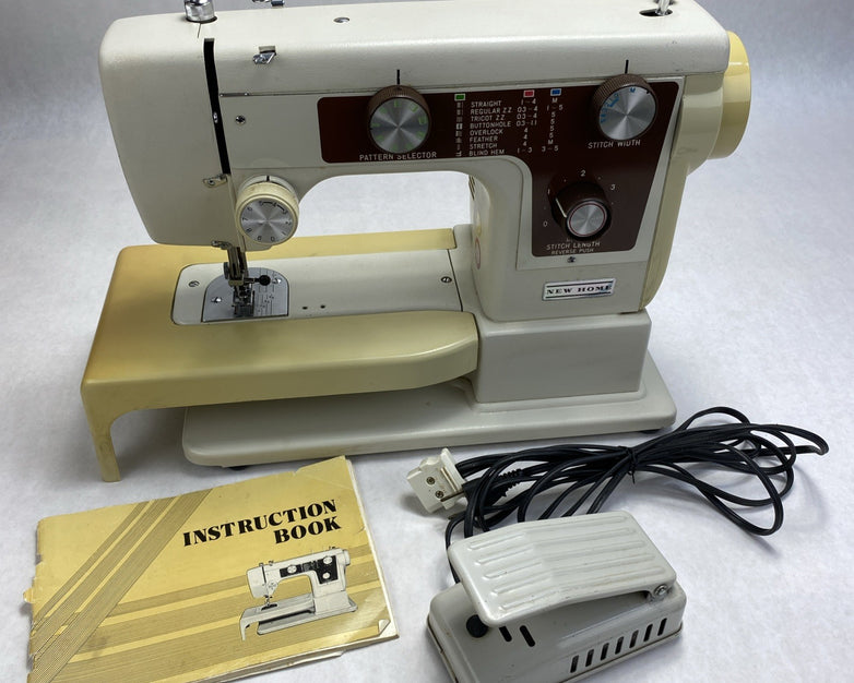 Vintage Janome New Home Model 640 Sewing Machine - Pedal and Manual With Case
