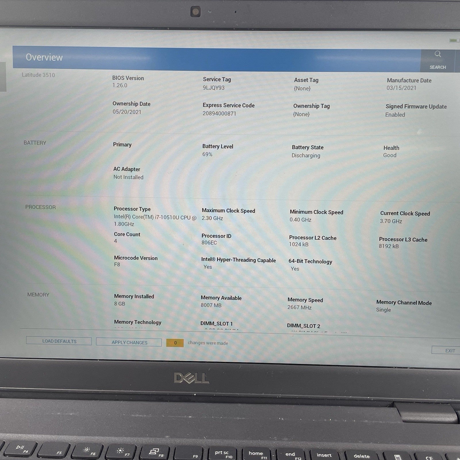 Dell Latitude 3510 15.6" i7-10510U 1.80 GHz 8 GB RAM No SSD/OS/AC - Bad Corner4