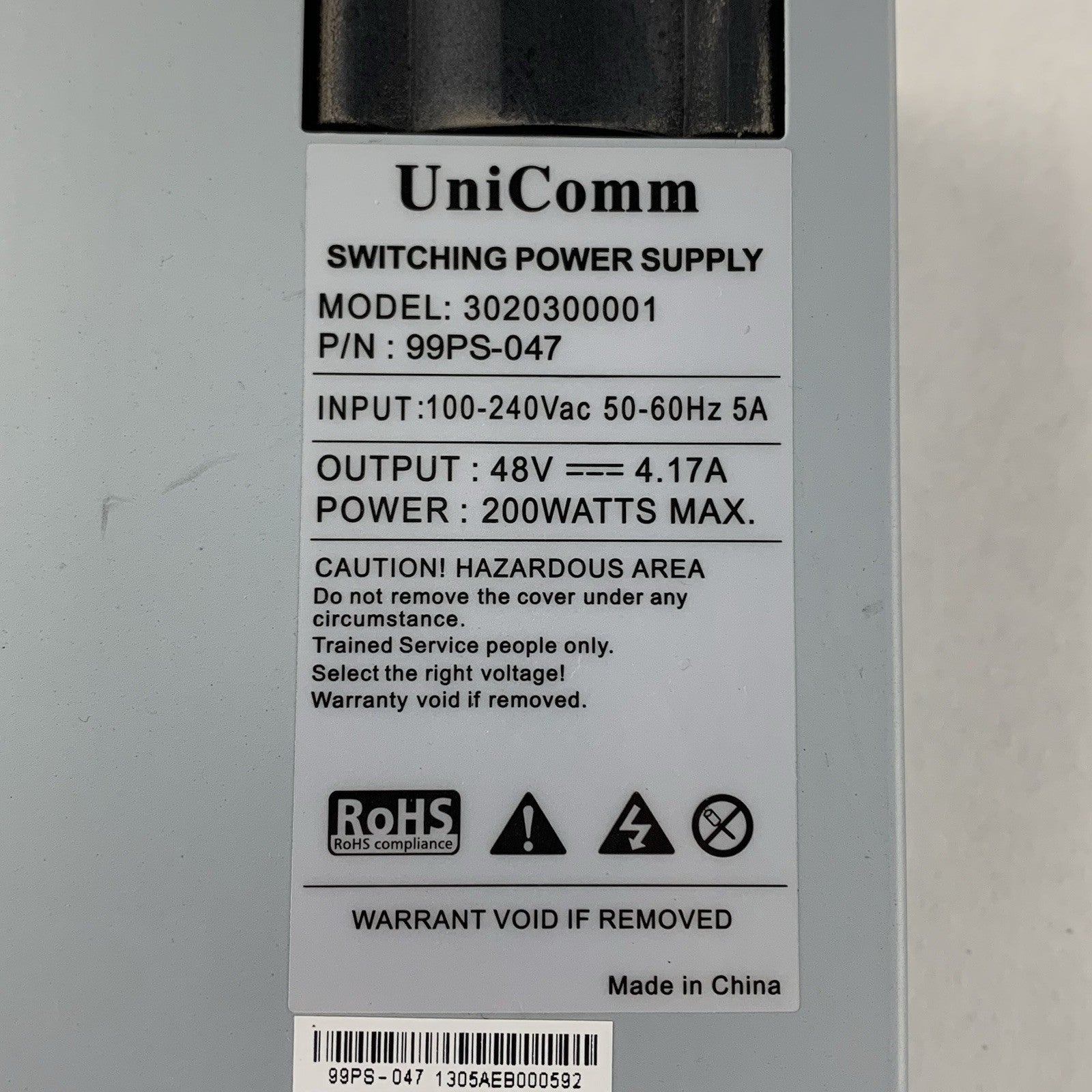 Unicom 3020300001 99PS-047 100-240 VAC 60 Hz 48V 200W Power Supply2