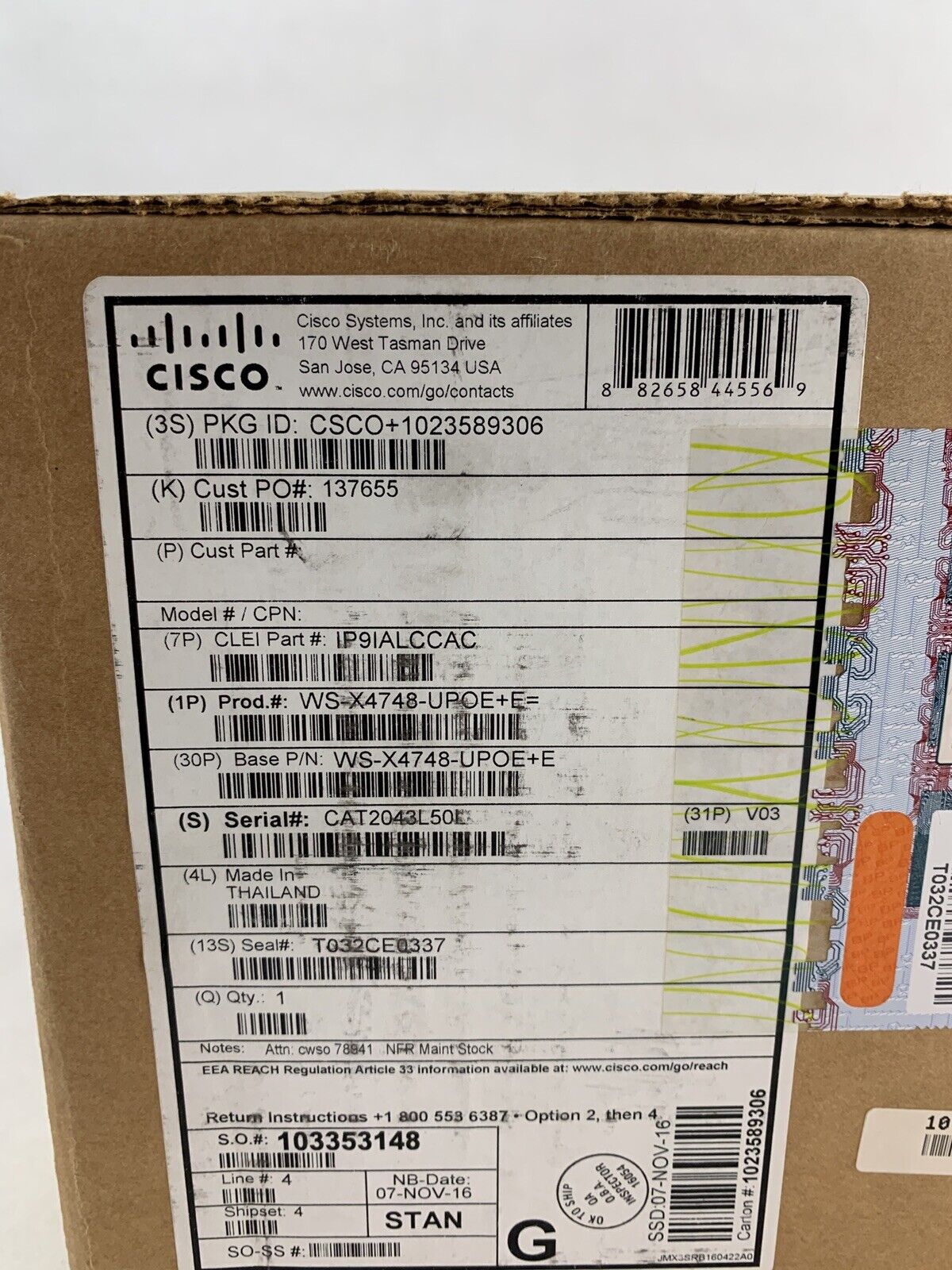 Cisco Catalyst WS-X4748-UPOE+E 4500-E UPoE Switch Line Card 48 Ports Box Opened