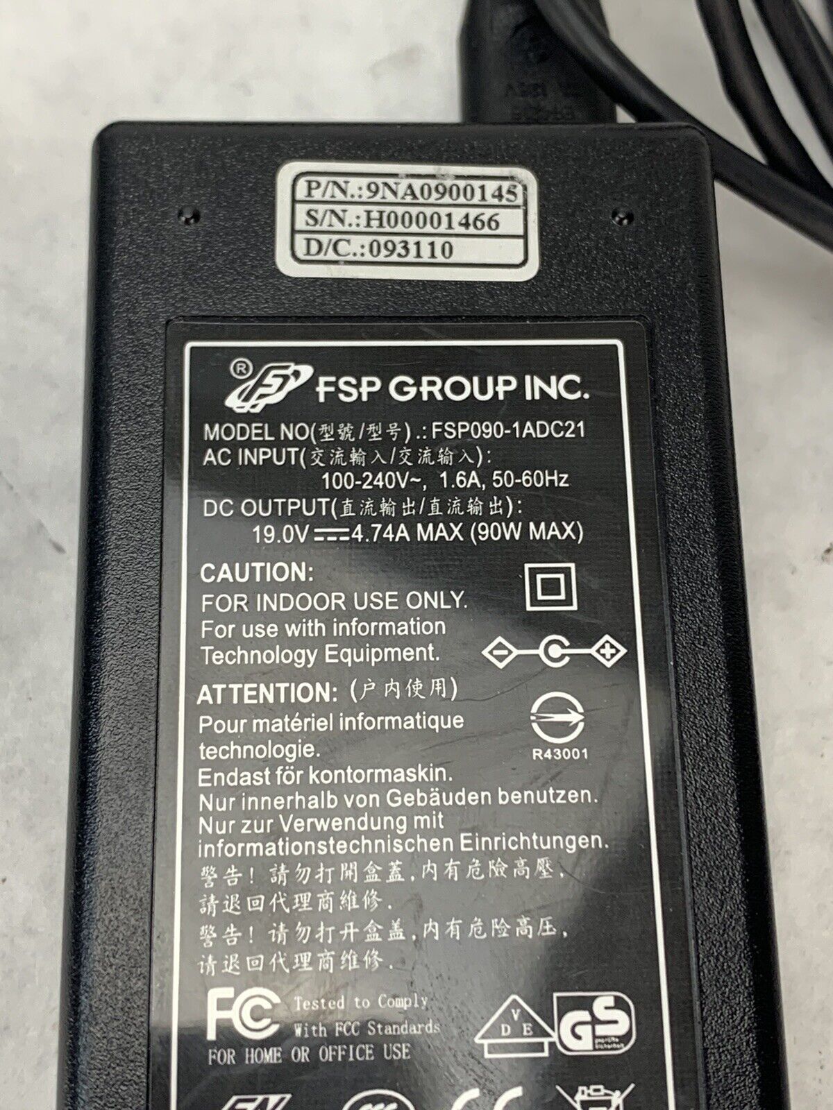 FSP GROUP AC Adapter FSP090-1ADC21 Charger Genuine 90W Adapter