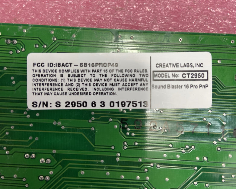 Creative Labs SoundBlaster 16 Pro CT2950 ISA Audio Card