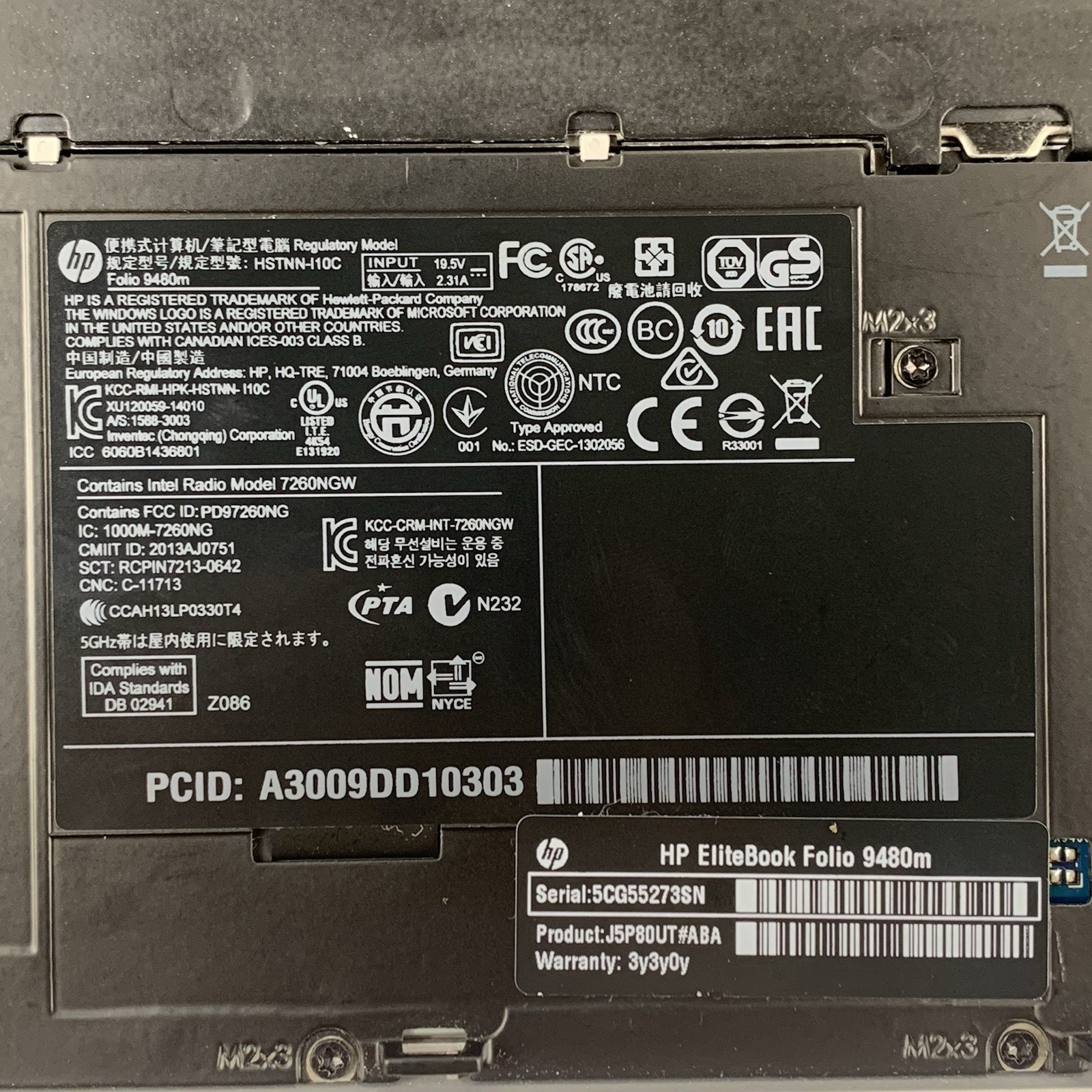 HP EliteBook Folio 9480m i7-4600U 2.1 GHz 8 GB RAM No SSD/OS/AC/Battery9