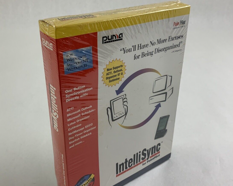 New PalmPilot IntelliSync Window 95 NT 3.1 Puma Mobil Data Exchange Tech 1997