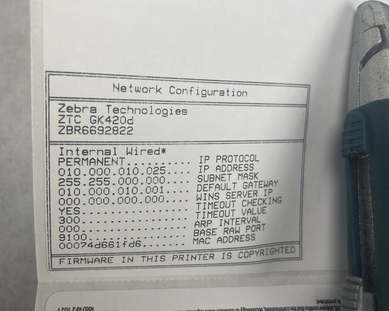 Zebra GK420d Thermal Label Printer - Tested