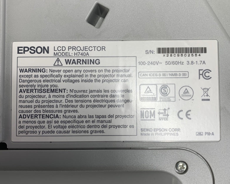 Epson PowerLite 695Wi H740A LCD Lamp Projector 2367 Lamp Hours - No Remote