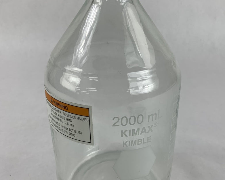 Kimax Kimble 14395-2000 2000 mL Round Wide Mouth Media Storage Bottle - No Lid