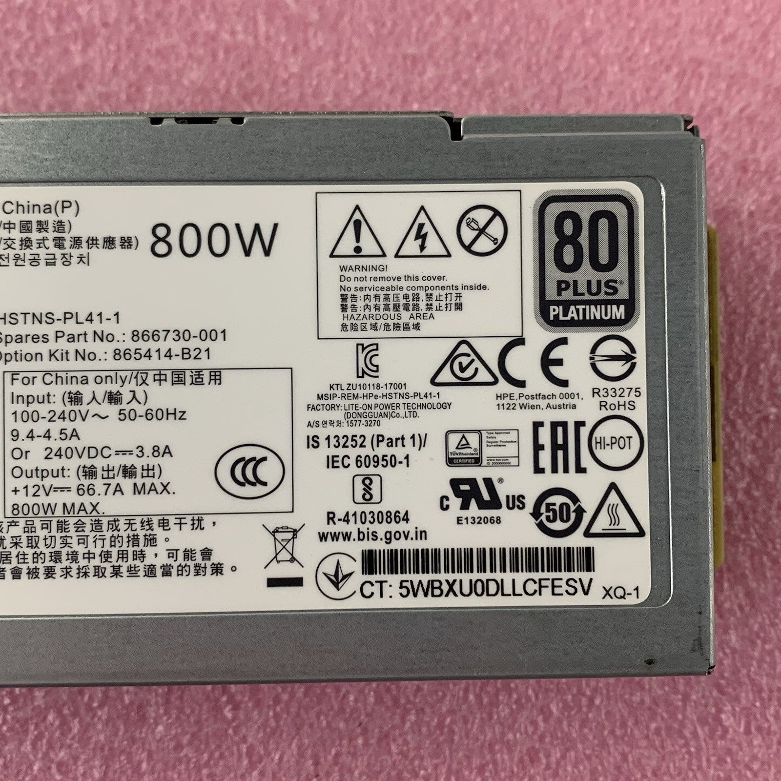 HP HSTNS-PL41-1 865409-001 866730-001 800W Server Power Supply4