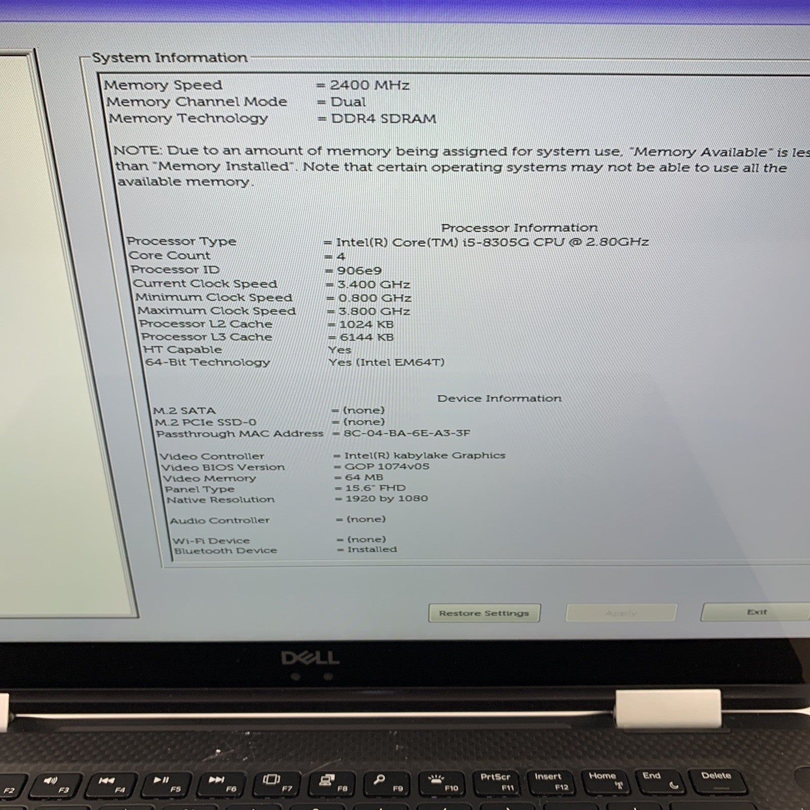 Dell XPS 15 9575 2-in-1 15.6" i5-8305G 2.8 GHz 8 GB Ram No OS No HDD No Batt