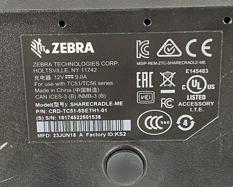 Zebra SHARECRADLE-ME CRD-TC51-5SETH1-01   No Power Cord