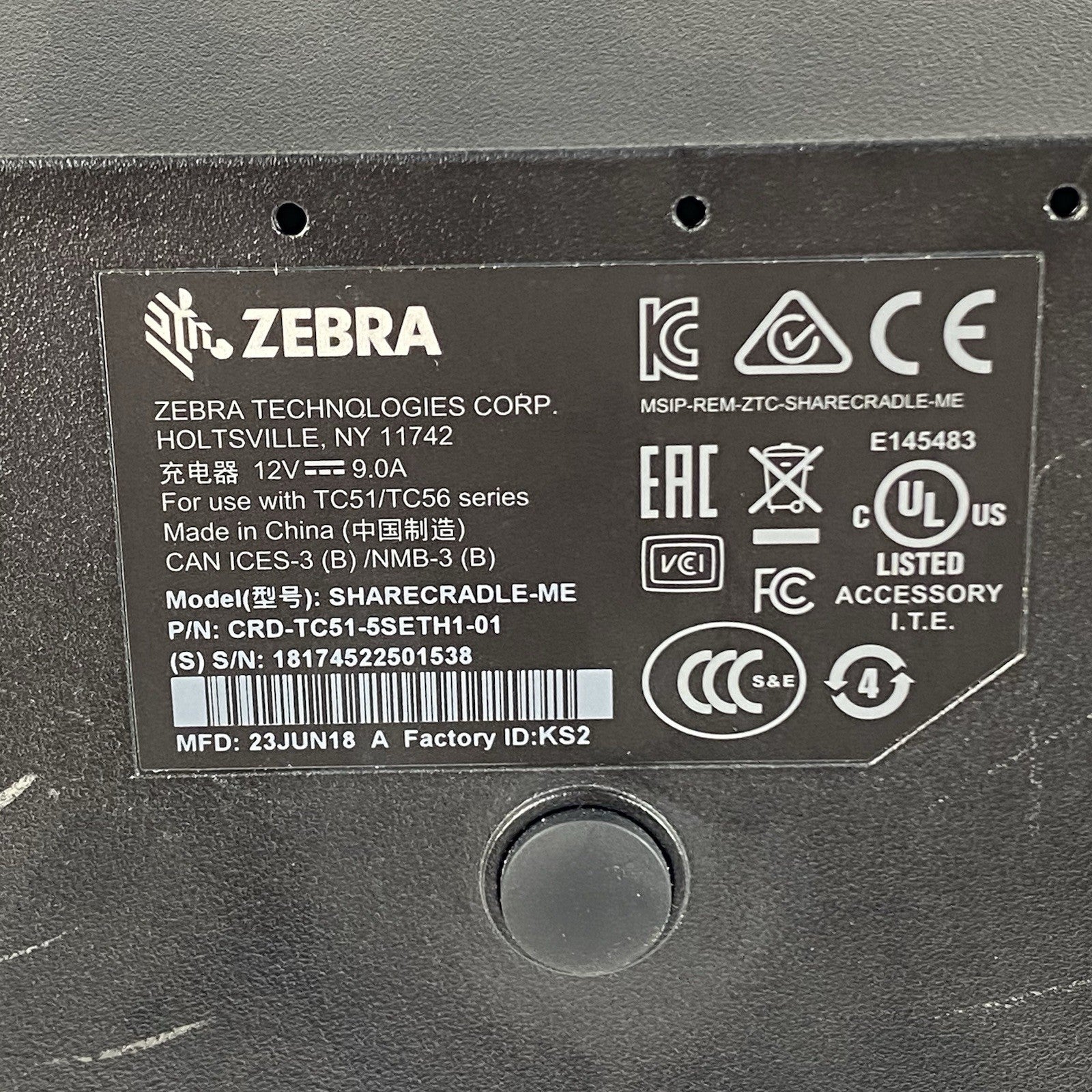 Zebra SHARECRADLE-ME CRD-TC51-5SETH1-01   No Power Cord6