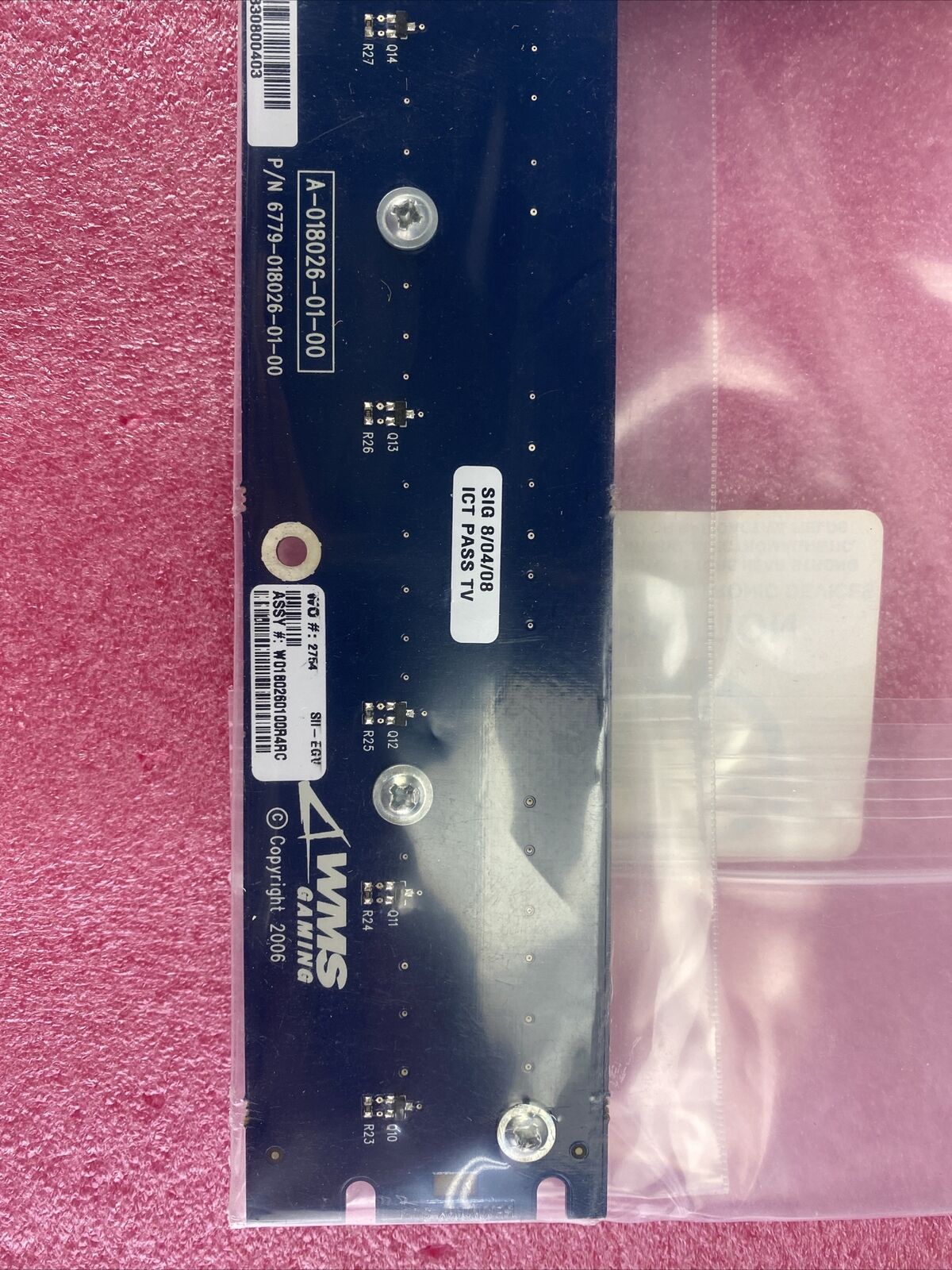 WMS 6779-018026-01-00 BB1 20 Line 5 Digit 7 sec Display Board R04SGMA