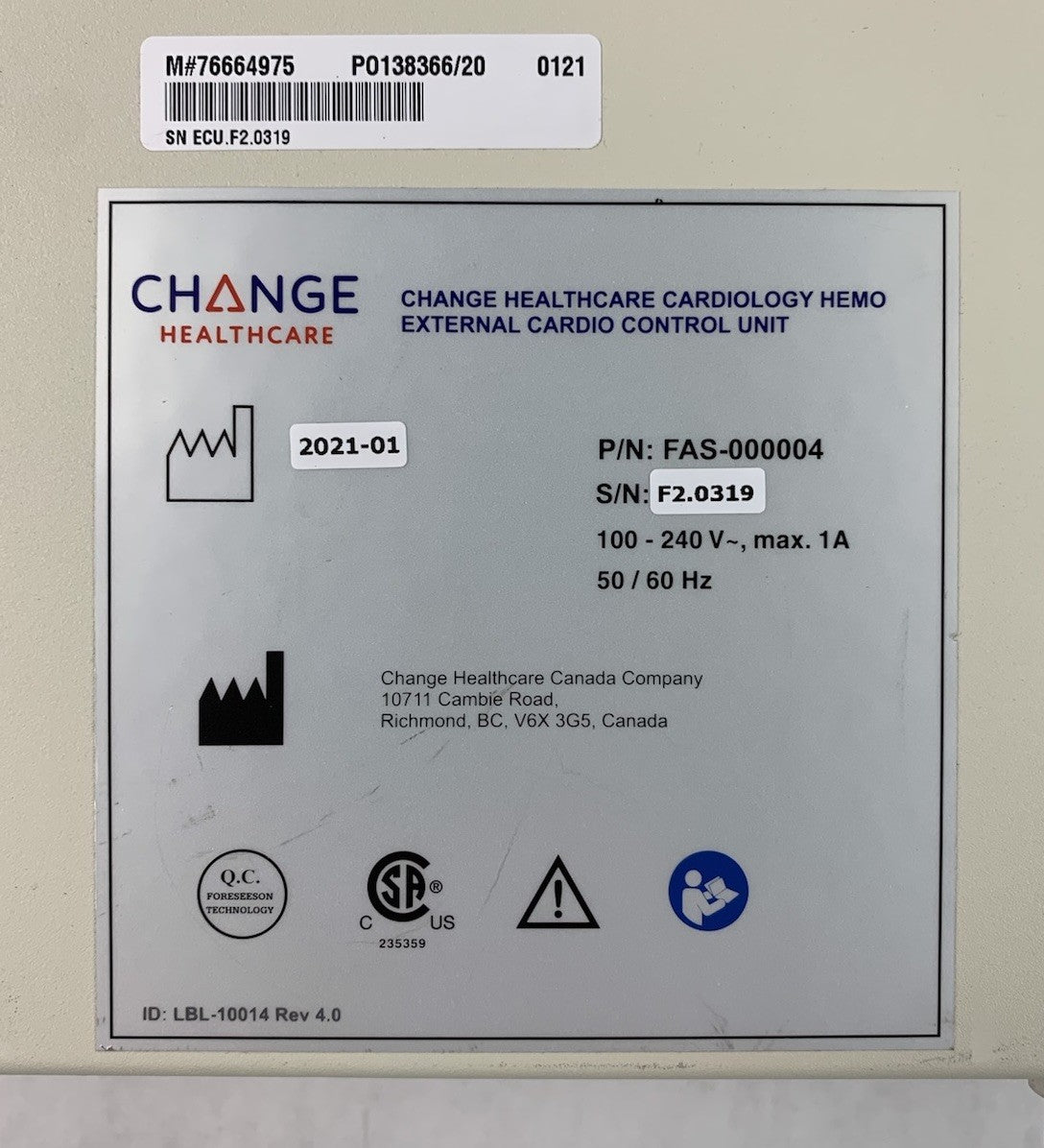Change Healthcare FAS-000004 External Cardio Control Unit - Power Tested12