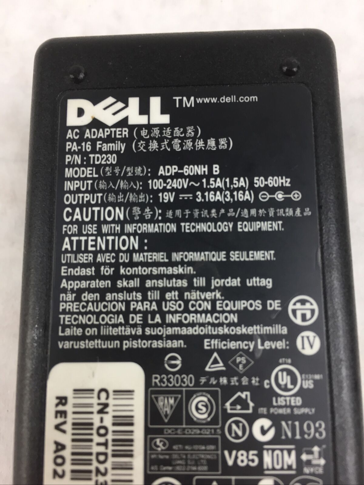 Dell Laptop Charger AC Adapter Power Supply ADP-60NH B PA-16 60W