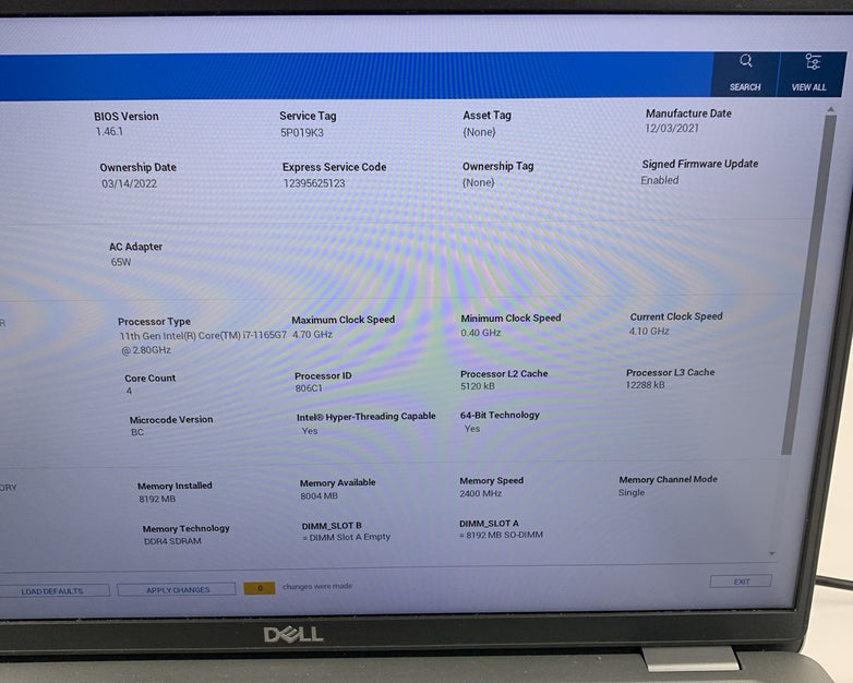 Dell Latitude 5420 14" Laptop i7-1165G7 2.8 GHz 8 GB Ram No OS/SSD/AC/Batt