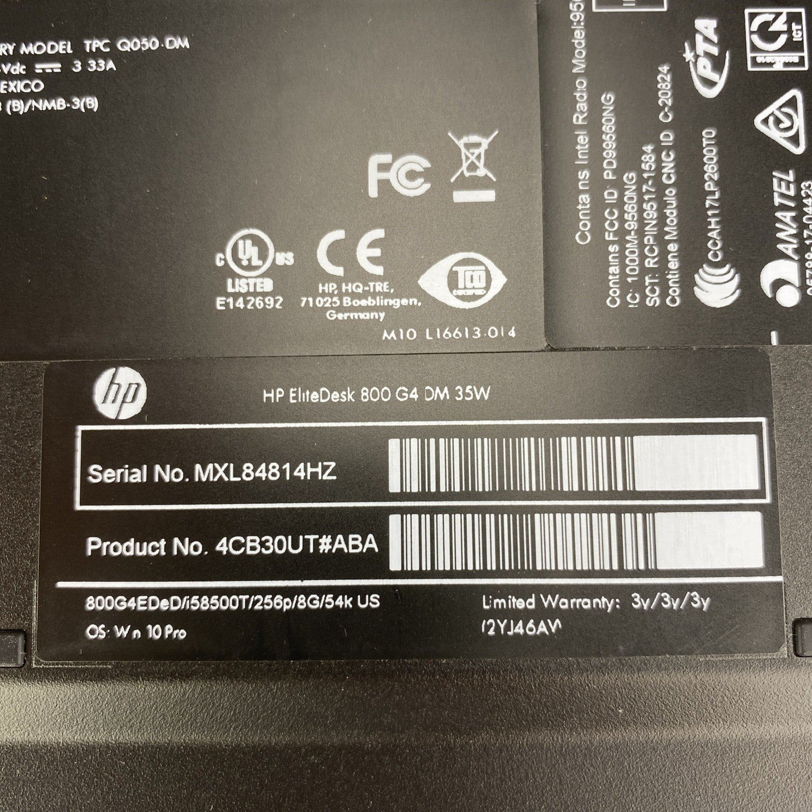 HP EliteDesk 800 G4 DM 35W Six Core i5-8500T 2.10GHz 1x8GB RAM WiFi No AC HDD OS