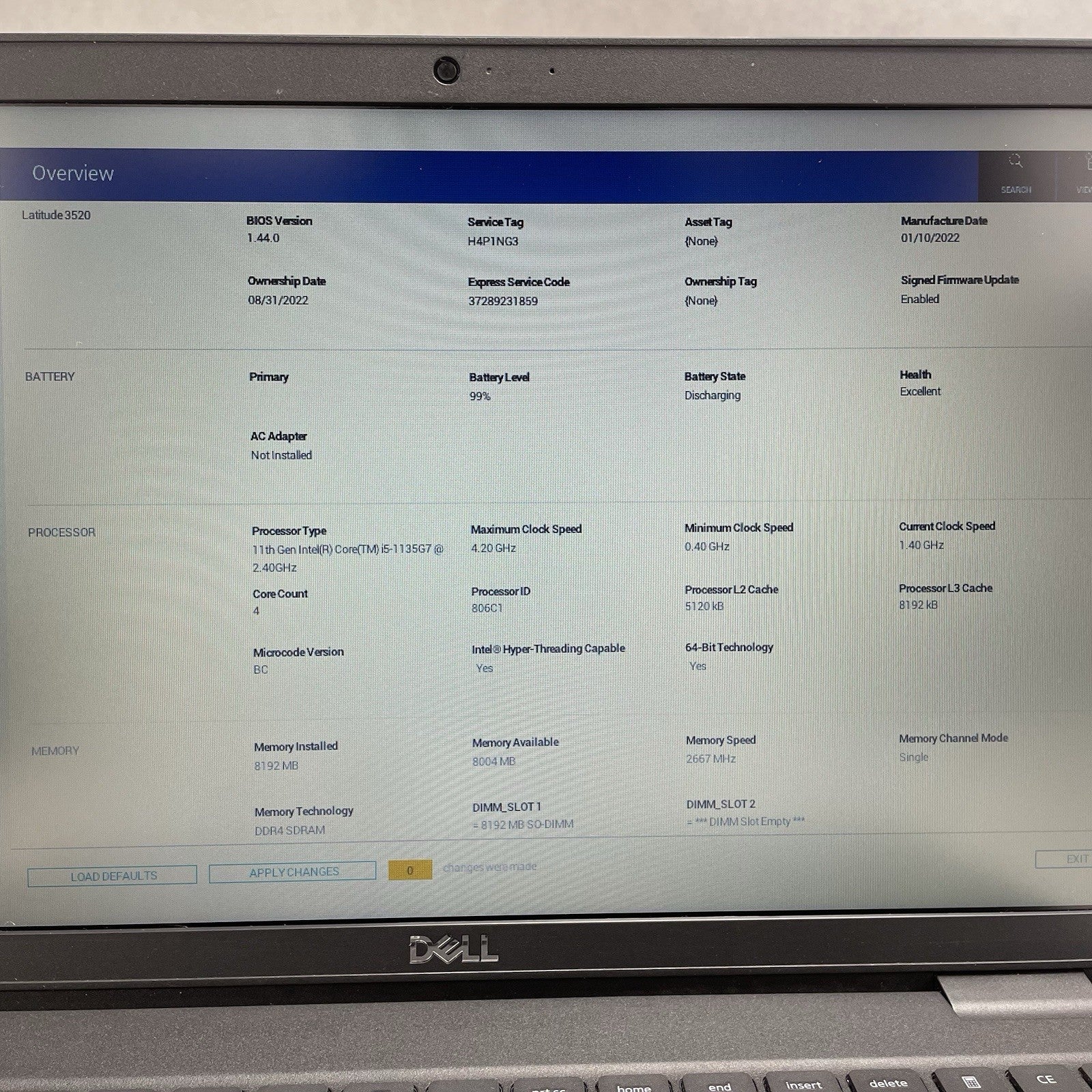 Dell Latitude 3520 15.6" i5-1135G7 2.40 GHz 8 GB RAM No SSD/OS/AC - Worn Keys3