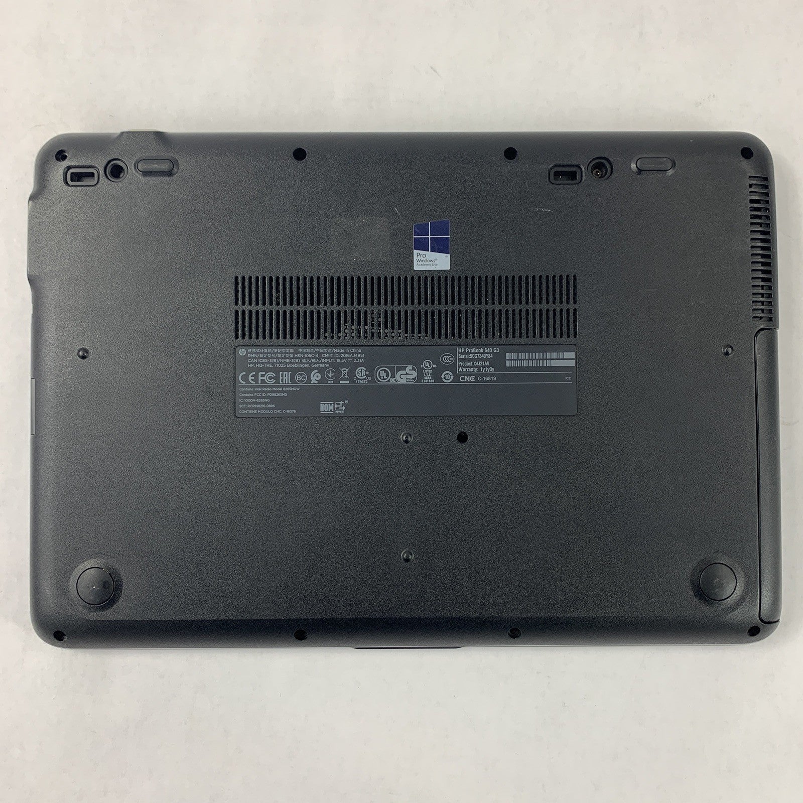 HP Probook 640 G3 14" i5-7200U 2.5 GHz 8 GB Ram No OS No HDD No Batt No AC