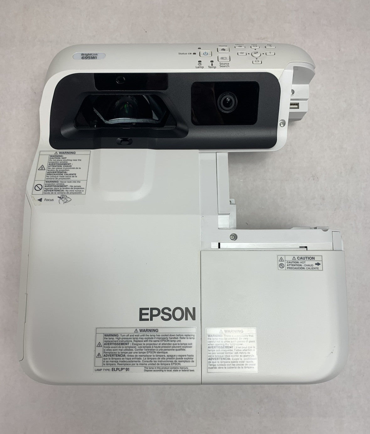 Epson PowerLite 695Wi H740A Projector 670 Lamp Hours - No Remote No Port Cover5