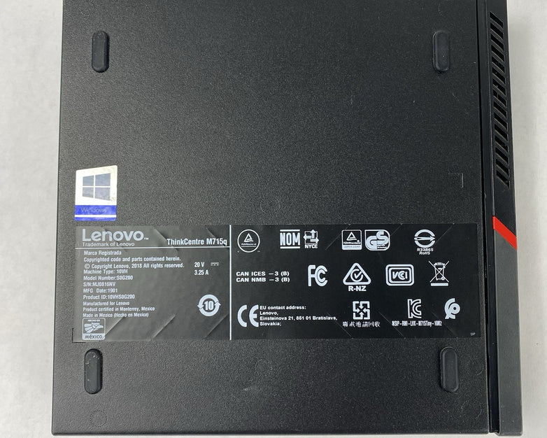 Lenovo ThinkCentre M715Q Micro AMD A6-9500E 3GHz 1x4GB RAM No HDD/OS/AC
