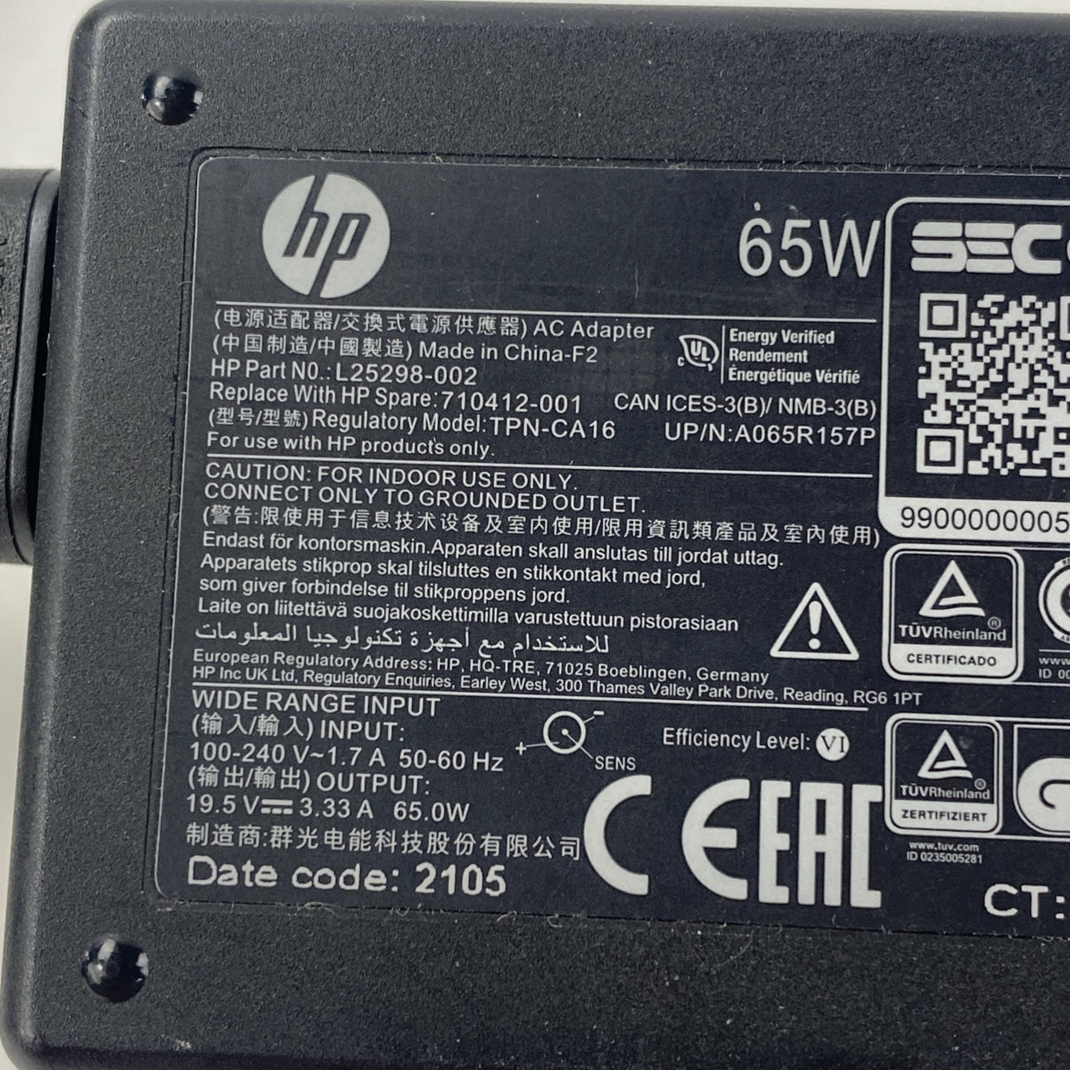 HP TPN-CA16 65W 19.5V 3.33A Blue Tip Barrel AC Adapter - Mixed Lot of 56