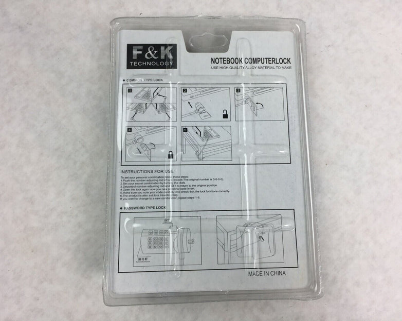 F & K Technology Notebook Computer Cable Key Lock (Lot of 5)