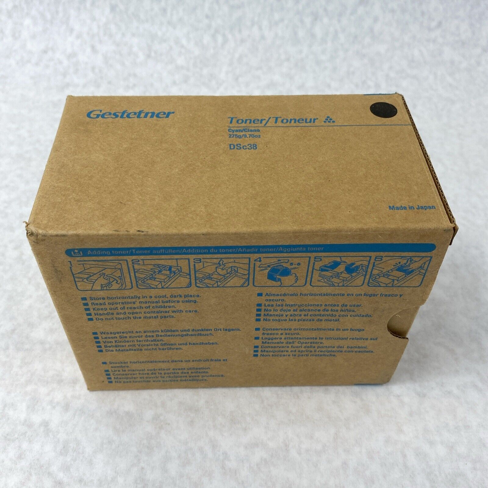 Genuine Gestetner DSc38 Cyan Toner Cassette 275g 9.70oz 885383