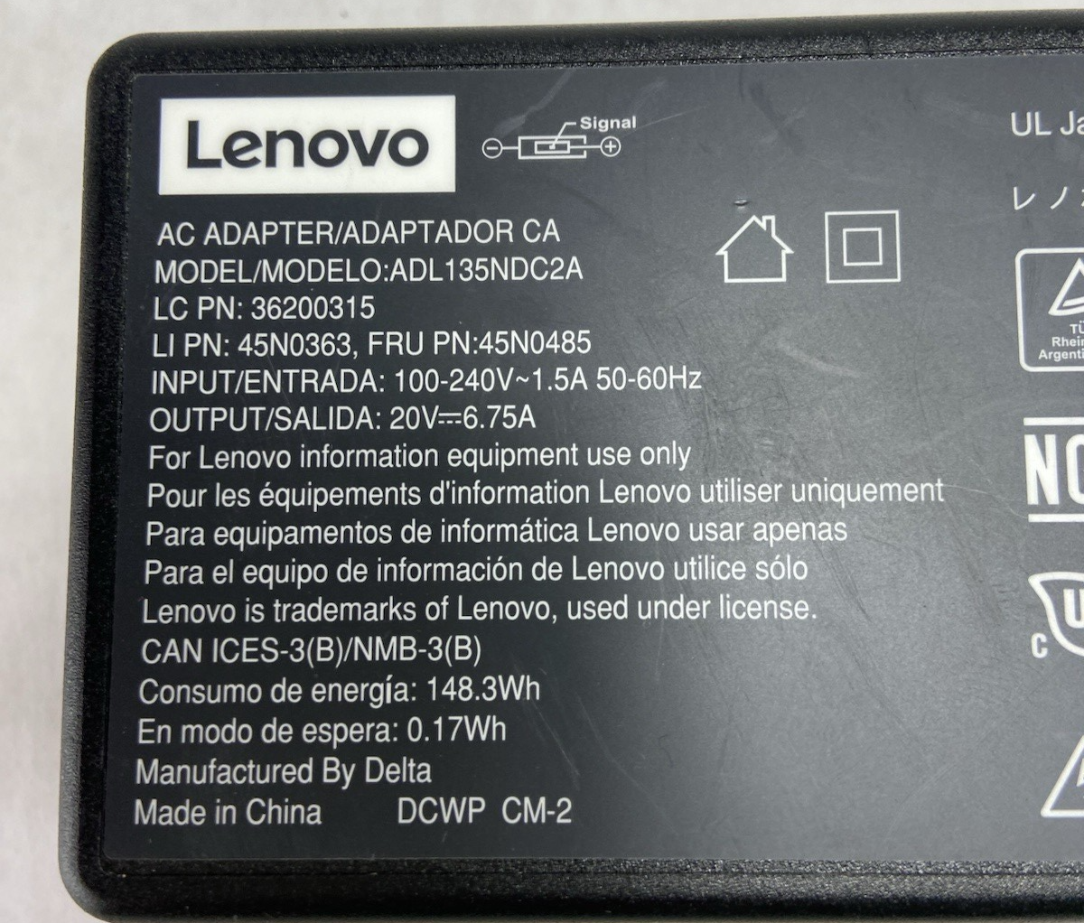 Lenovo 135W Charger ADL135NDC2A Power Adapter 20V 6.75A