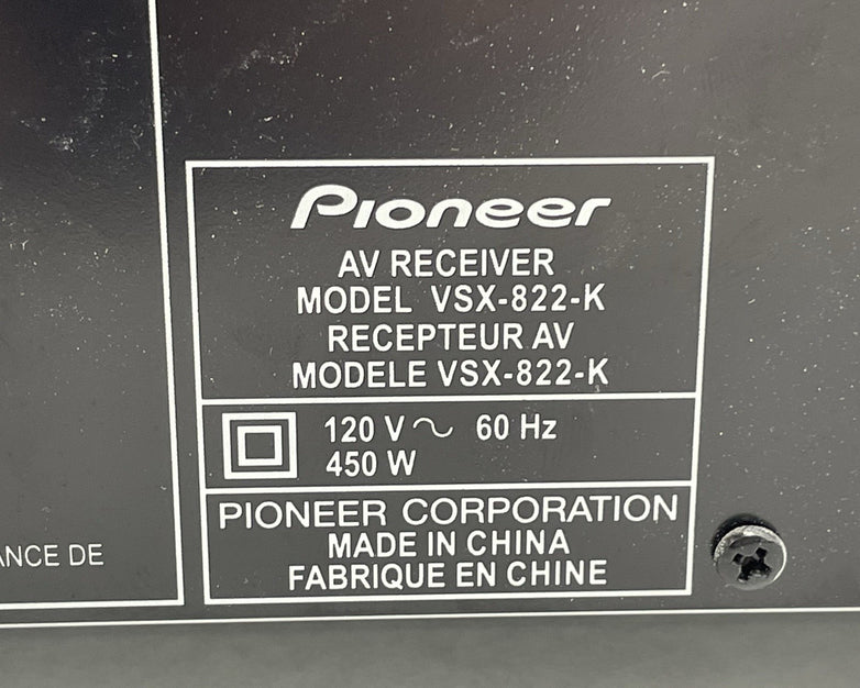 Pioneer VSX-822-K 5.1 Channel Network AV Receiver No Remote