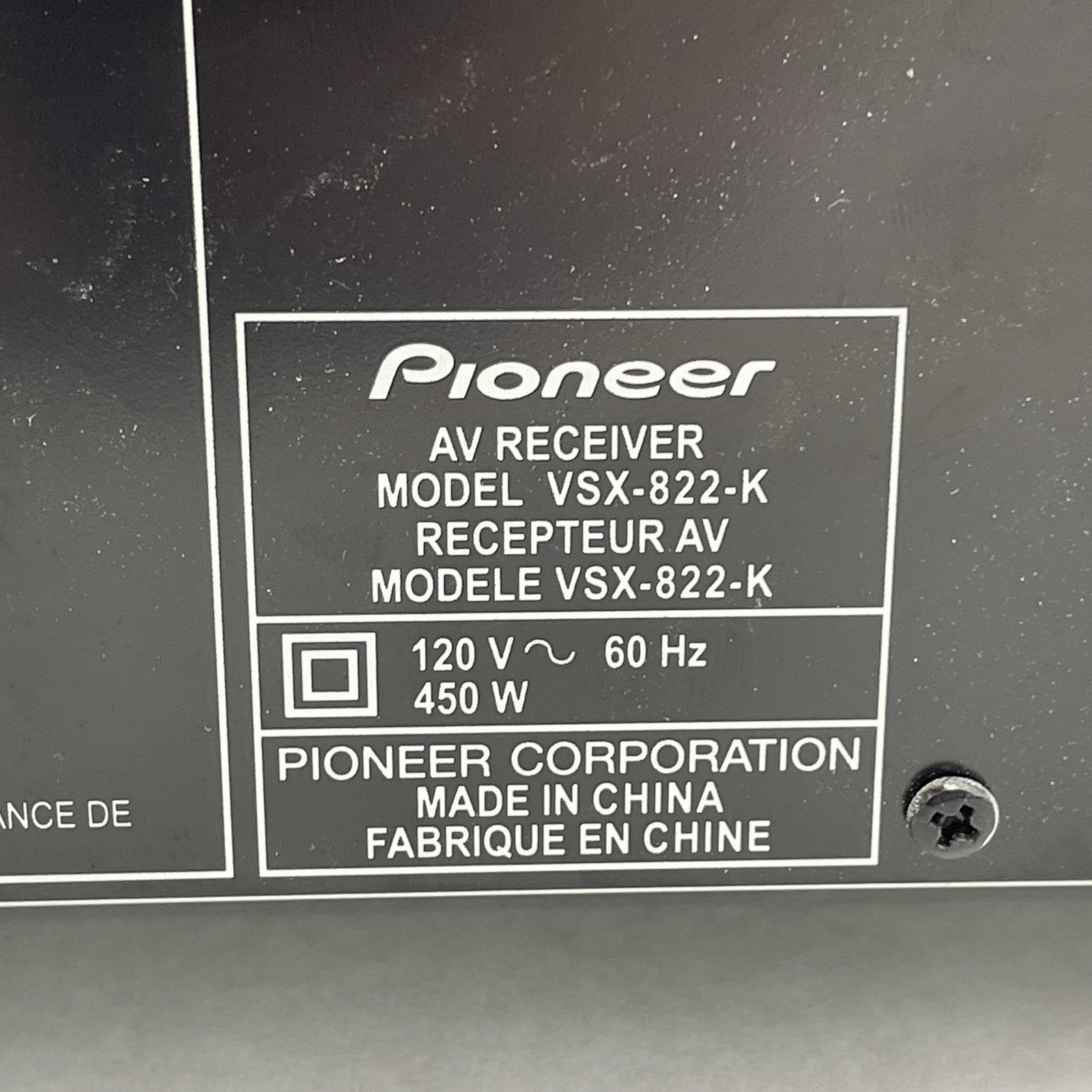 Pioneer VSX-822-K 5.1 Channel Network AV Receiver No Remote