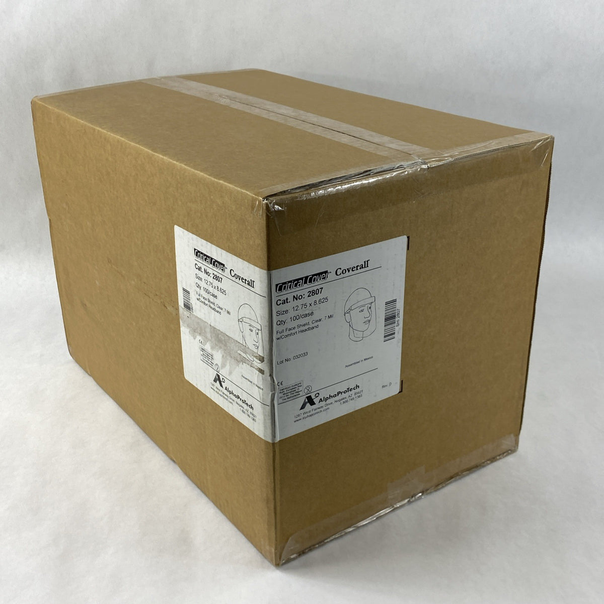 Alpha Protech Critical Cover Coverall 2807 Full Face Shields Clear - Case of 1000