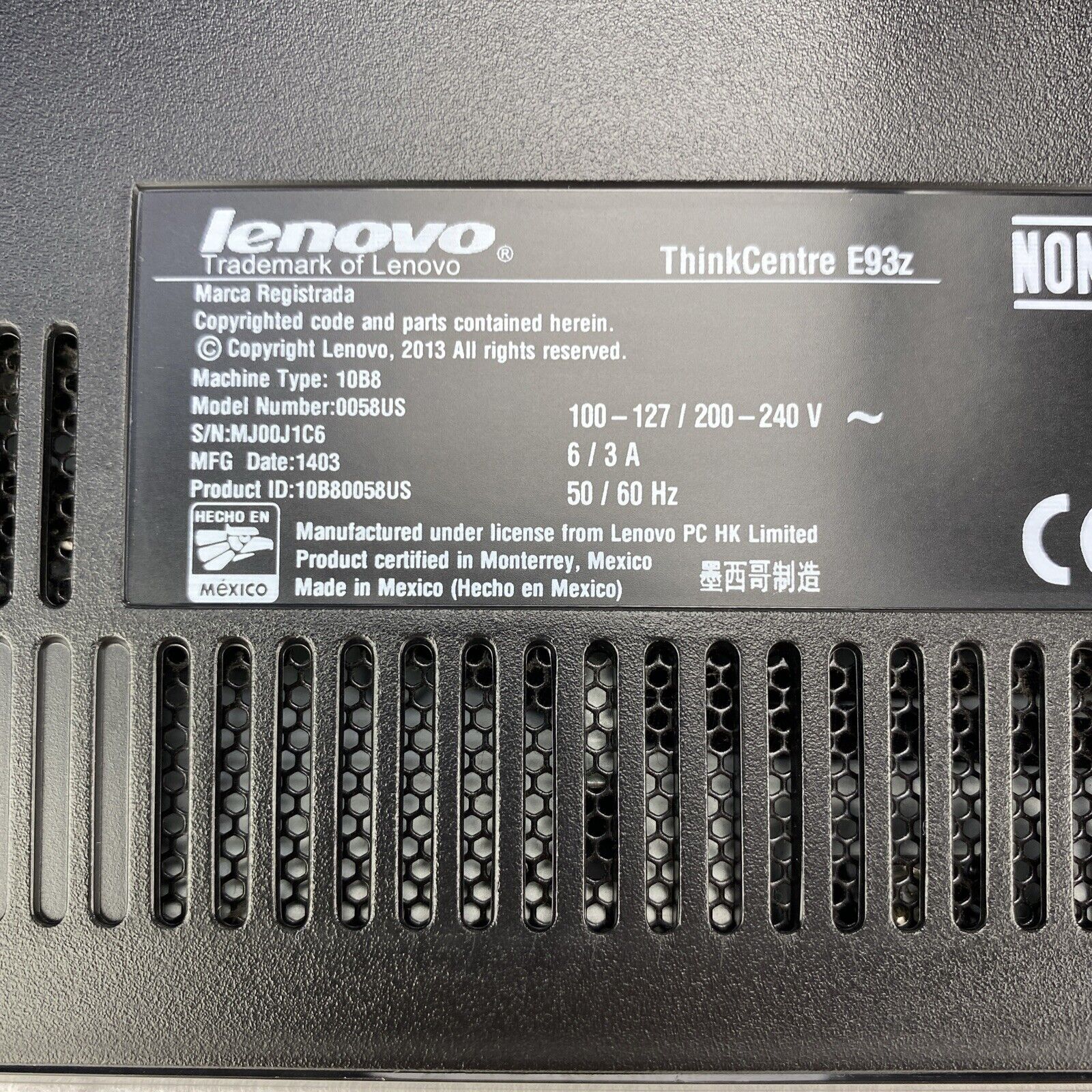 Lenovo ThinkCentre E93z AIO Intel Core i3-4130 3.40GHz 8GB RAM No HDD No OS