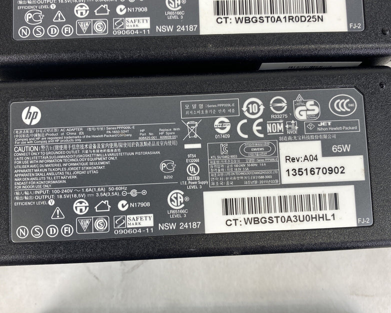 Genuine HP AC Power Adapter 608425-001 609939-001 18.5V 3.5A 65W Lot of 4
