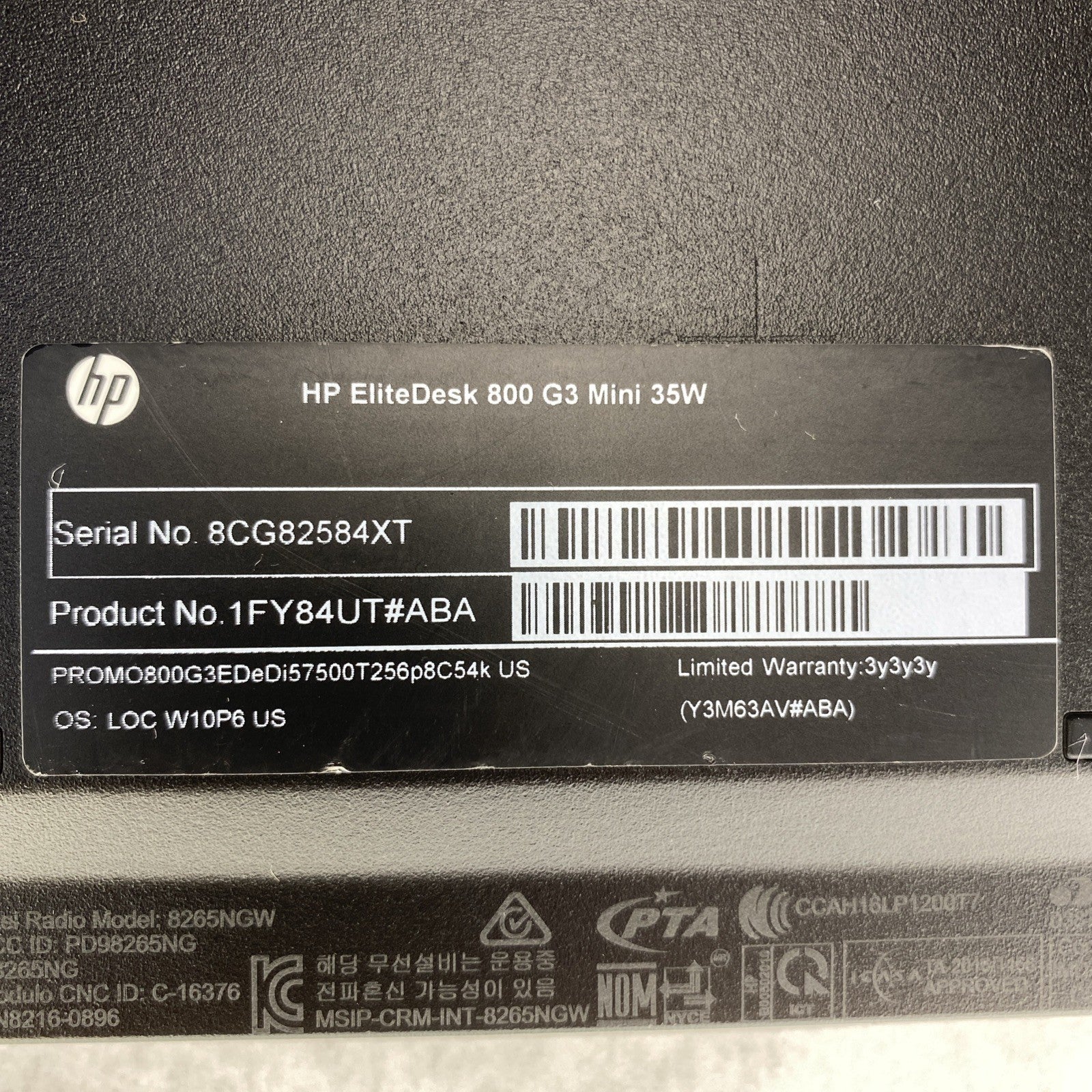 HP EliteDesk 800 G3 Mini 35W 4 Core i5-7500T 2.70GHz 1X8GB RAM WiFi No AC No HDD
