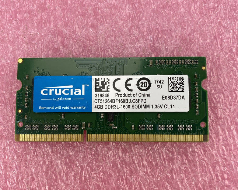 Crucial 4GB DDr3L-1600 Laptop Memory Ram CT51264BF160BJ.C8FPD - Lot of 3